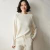 Suéter Grueso Cálido de Cachemir para Mujer Otoño e Invierno, Cuello Redondo, Tejido Raglán Simple Versátil, Camisa Base Ropa para Mujer