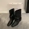 Primer Encuentro Ji Botines Cortos de Gamuza Caqui Estilo Retro Botas para Mujer Botas Francesas Otoño Diseño de Nicho Botas de Tacón Cuadrado Western