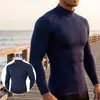 Roupas de Fitness para Esportes ao Ar Livre Masculino Corrida Gola Alta Manga Longa Absorção de Umidade Secagem Rápida Roupas Treinamento Justas Masculino