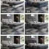 Cama de Couro Genuíno Moderna Minimalista de Luxo Leve para Quarto Principal, Cama de Casamento Estofada Macia de Alto Padrão e Elegante, Cama de Casal de Tecido Tecnológico 1,68m