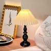 Lámpara de mesa de lino hecha a mano, estilo campo francés, vintage natural, nórdico, wabi-sabi japonés, estilo bosque, rayada, de lunares, mesita de noche de dormitorio