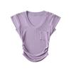 Estilo Americano 2023 Verano Nuevo Estilo Estilo Chica Hot Sexy Cuello en V Cintura Alta Bolsillo Lateral Manga Corta con Pequeña Manga Mariposa Camiseta Top de Mujer