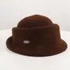 Otoño Invierno Estilo Británico Estudiante en el Extranjero Heredera Elegante Sombrero Redondo de Fieltro de Lana para Mujer Retro Versátil de Moda Temperamento Bombín Tacto de Alta Gama