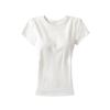Chicas Calientes Sexy Hueco Tira de Rocío Almohadilla para el Pecho Gris Camiseta de Manga Corta Ajustada Elástica Corta Diseño Sensación Top Jazz