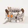 Artículo más vendido transfronterizo: Pulsera Colgante de Ala de la Torre Eiffel Estilo Bohemio, Pulsera de Cuerda Elástica Multicapa con Cuentas