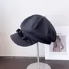 Gorra Plisada de Encaje Octagonal Vintage para Mujer, Nuevo Estilo Primavera, Versátil Estilo Británico, Elegante Gorra de Boina Protectora del Sol