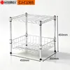 Prateleira de Metal de Dois Níveis Amazon para Uso Doméstico, Mini Organizador de Cozinha, Suporte de Armazenamento Cromado com Cesta de Malha