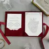 Porta-Cartões de Veludo Convites de Casamento em Papel Nicho Convites Personalizados de Alto Padrão Conjunto de Três Peças para Casamento Cartão de Votos Lembrancinhas de Festa