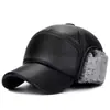 Chapéu de inverno para homens de meia-idade e idosos, com proteção para as orelhas, estilo boné de beisebol e design de aba grossa, forrado com fleece quente, adequado para pais e avôs