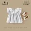 Conjunto para Meninas 2026 Verão Novo Estilo Roupa para Bebês e Crianças Pequenas Blusa com Gola de Renda Top para Meninas Usarem Fora com Leggings