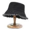 Sombrero de Pescador, Nuevo Sombrero de Sol Estilo Coreano y Japonés, Borde Deshilachado Desgastado, Protección Solar, Sombrero de Pescador de Mezclilla Simple Lavado Versátil para Exteriores