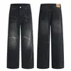 Jeans Parker Multi-Lightning de Calle Alta Americana para Hombre Marca de Moda Rectos Holgados Holgados Celebridad de Internet Casual Versátiles Jeans