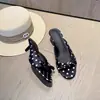 Primer Encuentro con las Sandalias de Lunares con Lazo de la Temporada para Mujer, Chanclas de Verano con Tacón de Gatito, Tacón Bajo, Slip-On, Tacón Alto para Mujer, Adecuadas para Uso en Exteriores