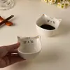 Plato pequeño creativo con forma de gato, plato para salsa, vinagre, condimento para hot pot, plato de cerámica, plato de porcelana de dibujos animados