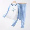 Pijama de Verano para Niños Clase A Modal Pijama de Niños Dibujos Animados Niñas Niños Grandes Manga Larga Fino Ropa de Casa para Niños