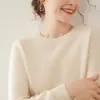 Suéter de Cachemir Tejido con Hombro Raglán de Siete Puntos Cuello Redondo para Mujer Otoño e Invierno Cómodo Cálido Suéter Versátil Estilo Perezoso Camiseta Básica