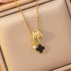 Acero de Titanio Collar Popular para Mujer, Cobre Microincrustado con Chapado en Oro Real, Estilo de Celebridad de Internet Ins de Gama Alta, Exquisita Cadena para Clavícula