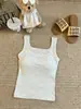 Camisola de Hombro Ancho Ropa Interior para Mujer Verano Nuevo Mujer Negro y Blanco Cinturón en Forma de I Almohadilla en el Pecho Ropa Exterior Top Básico Venta al por Mayor