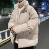 Jaqueta de Algodão Grossa de Inverno Masculina Tendência Solta Gola Alta Quente Acolchoada Casaco de Algodão Masculino