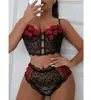 Novo Conjunto Feminino de Renda Bordada Temptação Sedução