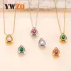 Colgante Individual Transfronterizo Más Vendido Joyería de Acero Inoxidable Ovalado Color Circonita Accesorios de Collar Entrada Lujo Moda Accesorios DIY