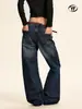 Jeans Yongfang Estilo Americano 3D Bigote para Hombres y Mujeres, Pantalones Casuales de Diseñador Slim-Fit Lavados de Pierna Recta de Largo Completo