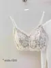 Cuello en V francés, ribete de encaje sexy, copa triangular, copa fina de 0.7, lencería, sujetador sin espalda, puro y seductor para mujer, sujetador sin varillas