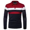 Camisa Polo de Manga Larga para Hombre Exportación Transfronteriza Camisa Polo con Estampado 3D y Empalmes Camisa Polo Casual Camisa Simple de Manga Larga