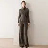 Conjunto de Duas Peças Outono e Inverno Novo Tricô de Caxemira Camisa Básica Calça Casual Solta Calça Reta Solta Suéter para Mulheres