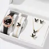 Pulseira Estilo Europeu e Americano Padrão Turquesa Negra Personalizada Corrente Feita à Mão Quadrado Preto Tendência Elegante Conjunto de Acessórios para Relógio de 4 Peças