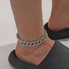 Joia de Pé Hip Hop Europeia e Americana Cheia de Diamantes Cuban Foot Hiphop Moda Masculina Diamante Pé Punk Joia