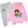 2025One Piece Estampado de Dibujos Animados Traje para Niños Sudadera con Capucha Sudadera + Pantalones Pb904