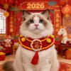 Estilo Año Nuevo del Caballo Gato y Perro Festivo Rojo Mascota Hilo de Ganchillo Lazo Collar Bufanda