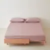 100% Algodón de Fibra Larga Alta Densidad de Hilos Cepillado Pieza Única Algodón Puro Grosor Sábana Ajustable Cobertura Total Todo Algodón Cubre Cama Color Sólido Satén