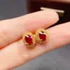 Aretes de Rubí Natural Transfronterizos, Accesorios de Nicho de Alta Gama, Joyería de Plata 925, 4*6, Venta Directa de Fábrica, Incrustados
