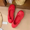 Sapatos de balanço estilo francês com laço, sapatos femininos de corte baixo, sapatos de balé outono 2026, sapatos tipo rolinho com sola macia