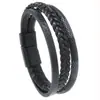 Pulsera de cuero retro europea y americana, pulsera negra multicapa para hombre, cierre magnético simple, joyería de pulsera minimalista transfronteriza
