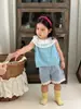 Roupas Finas de Verão para Meninas, Conjunto de Camisa Boneca de Renda e Shorts Jeans para Bebê Menina, Processamento de Atacado de Fábrica e Personalização