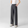 0047 Terno de Lã Tencel Novo Calça Reta Cintura Alta Emagrecedor Versátil Caimento Fluido High-End Casual Solto Caimento Estreito