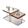 Mesa de Centro de Segunda Mano para Sala de Estar, Juego de Mesas de Té para Apartamento Pequeño, Estilo Ins Moderno Tendencia Lujo Ligero Ratán Simple Acero Inoxidable