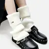 Polainas de punto blancas para mujer, calcetines térmicos y de calefacción de invierno, botas de nieve, calcetines para pantorrilla de otoño e invierno, transfronterizo