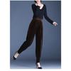 Pantalones Harem de Terciopelo Holgados Adelgazantes de Talla Grande para Primavera y Otoño Transfronterizos del Sudeste Asiático con Cintura Elástica en Color Sólido