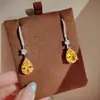 Aretes de Diamante Amarillo Corte Flor Rota Forma de Gota Gancho de Oreja Diamante Amarillo de Alto Carbono Aretes de Botón Forma de Pera Joyería Aretes Adornos para Oreja Mujeres