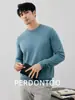 Suéter Macio e Flexível Engrossado com Gola Redonda para Homens, Camada de Base Quente para o Inverno, Tricô Casual de Cor Sólida de Alta Qualidade para o Dia a Dia