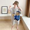 Macacão Infantil Primavera e Verão Roupa de Casa Pijama Estilo Cartoon Algodão Puro Macacão de Uma Peça Estilo Cartoon Design Coreano