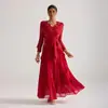 Tiro Real de Encaje Bordado Pesado Floral Tridimensional de Perlas Estilo Francés Vestido Largo