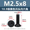 Tornillos de Cabeza Avellanada de Acero al Carbono de Alta Resistencia Grado 10.9, con Zócalo Hexagonal, Acabado de Óxido Negro, Tornillos de Máquina de Cabeza Cónica M2M3M4M12