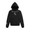 Moletom com Capuz Design de Contas Sanskrit Street Americano para Homens e Mulheres no Outono Novo Solto Dark Hip-Hop Top Hoodie