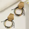 Pulsera de Moda para Mujer Tejida a Mano con Cuentas de Cristal Negro Curvadas y Cuentas de Arroz, Nuevo Set de Múltiples Piezas, Transfronterizo Europeo y Americano