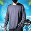 Camiseta de Manga Longa Masculina Verão Exterior Proteção Solar Fina Secagem Rápida Esportes Branca Solta Tamanho Grande Seda de Gelo Camada Base Tendência